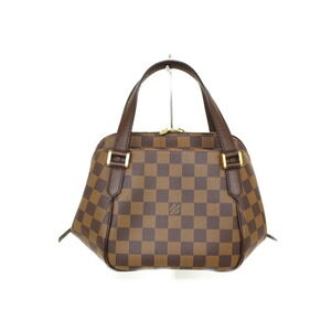 LOUIS VUITTON Belem Damier Ebene Brown Red Canvas Handbag
